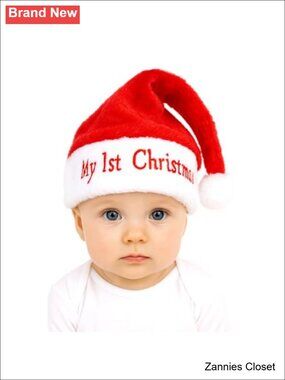 🎄 My 1st Christmas Santa Hat Soft Fleece Baby Newborn Infant Toddler Holiday